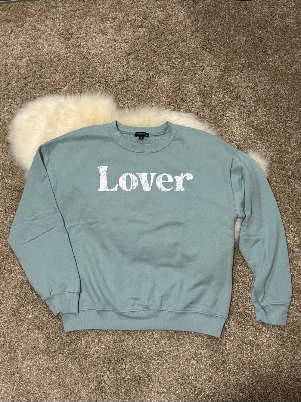 Originality Women’s Seafoam Green Blue 'Lover' Crewneck Sweatshirt Size S